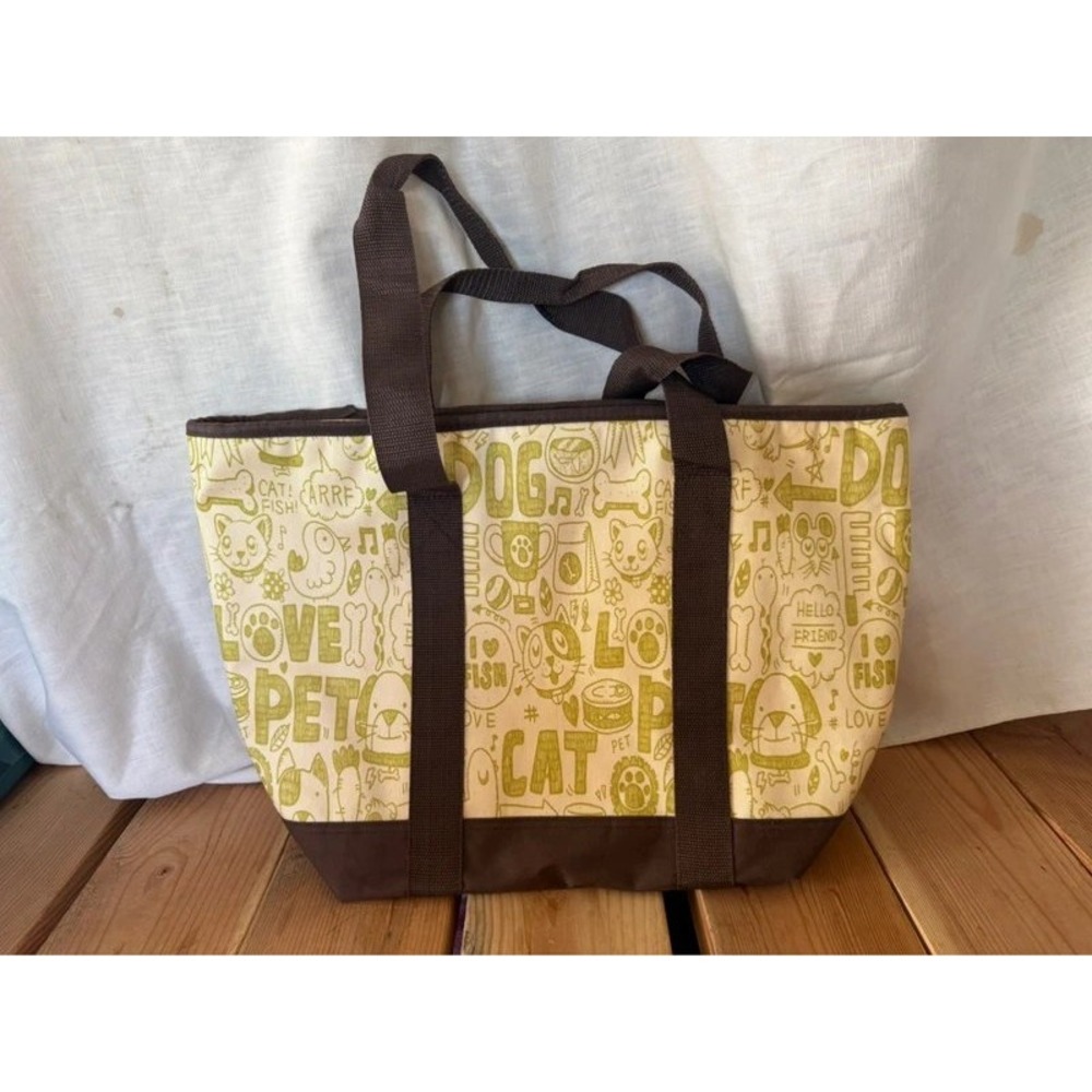 Pet Doodle Print Insulated Grocery Tote Bag